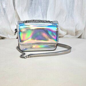 Banana Republic Holographic Silver Iridescent Crossbody Bag OS